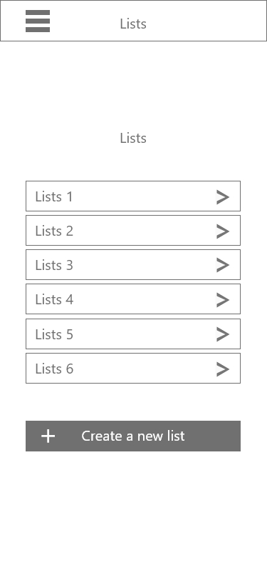 Wireframe Lists Page